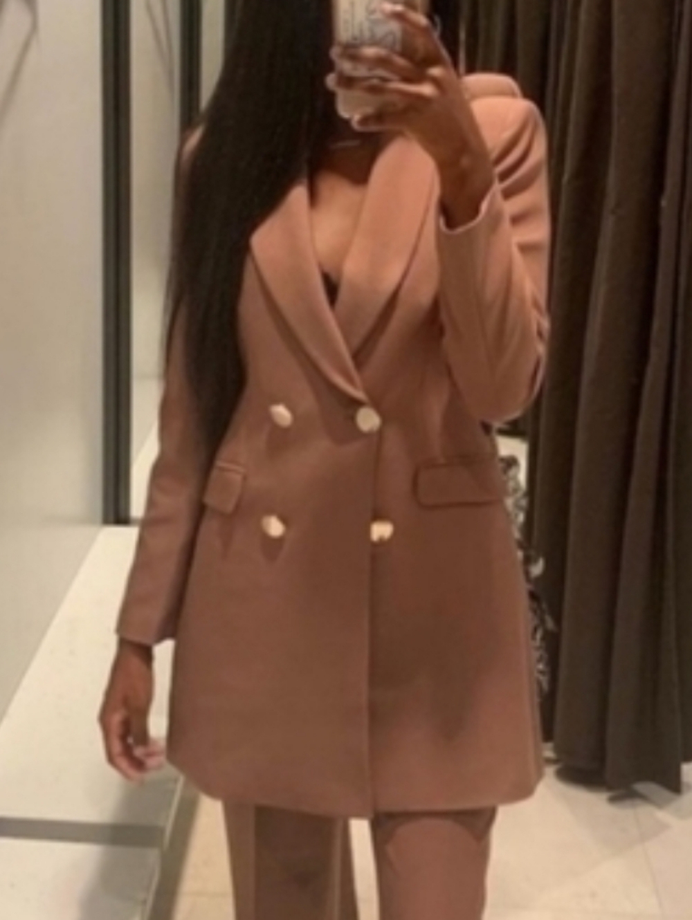 Zara double breasted long blazer size S